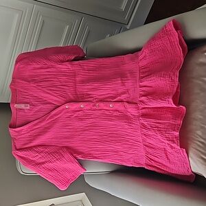 Bright pink swimsuit cover up